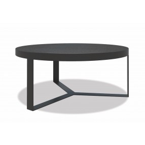 Sunset West Contemporary 38" Round Coffee Table In Graphite Finish With Honed Granite Top