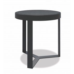 Sunset West Contemporary 18" Round End Table In Graphite Finish With Honed Granite Top - Angle