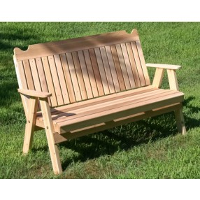 4' Red Cedar Straight Back English Garden Bench