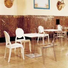 Ice Werzalit Top Round Dining Table with Transparent Base 24 inch