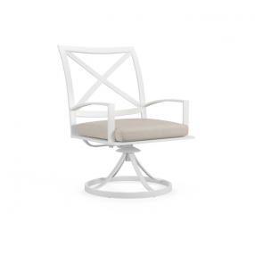 Bristol Swivel Dining Chair in Canvas Flax w/ Self Welt - Front Side Angle