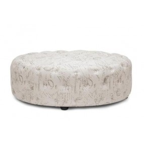 Baxton Studio Cardiff Script Print Modern Tufted Ottoman