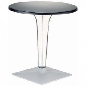 Ice Werzalit Top Round Dining Table with Transparent Base 28 inch Black