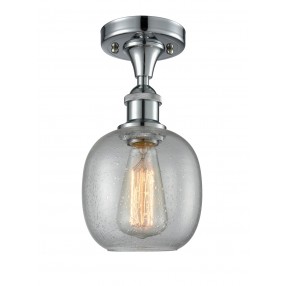Glass Semi Flush - Polished Chrome - CLEAR SEEDY