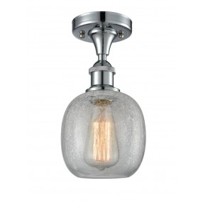 Glass Semi Flush - Polished Chrome - CLEAR CRACKELD
