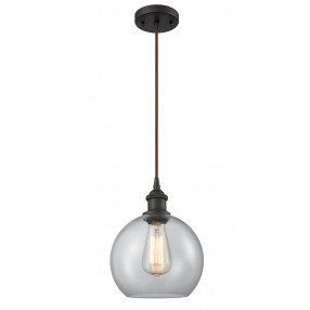 Glass Cord Pendant - Oiled Rubbed Bronze - CLEAR GLASS GLOBE