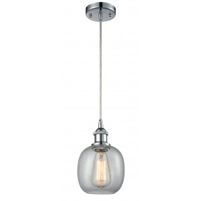 Glass Cord Pendant - Polished Chrome - CLEAR SEEDY