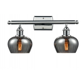 Glass Vanity Light - Polished Chrome - SMOKE FLUTED GLASS