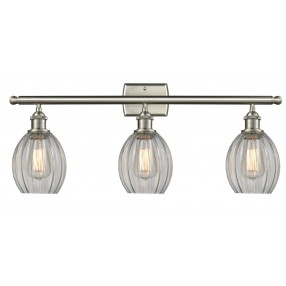 Glass Vanity Light - Brushed Satin Nickel - CLEAR FLUTED GLASS
