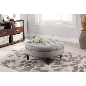 Baxton Studio Palfrey Linen Modern Tufted Ottoman