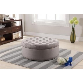 Baxton Studio Iglehart Linen Modern Tufted Ottoman