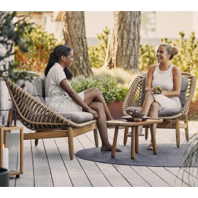 Cane-Line Strington 2-Seater Sofa W/Teak Frame, Incl. Cane-Line AirTouch Cushions, Cane-Line Weave
