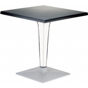 Ice Werzalit Top Square Dining Table with Transparent Base 24 inch Black