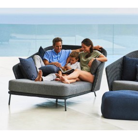 Cane-Line Mega Daybed, Right, Incl. Grey Cane-Line AirTouch Cushions