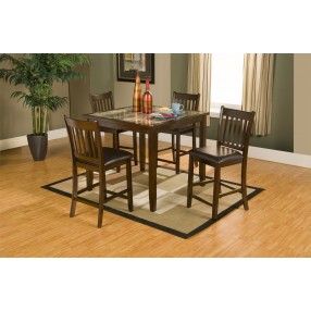  Alpine Furniture Capitola Faux Marble 5 Piece Pub Set in Espresso - Lifestyle