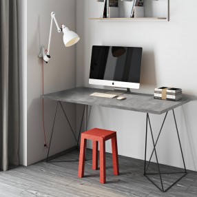 TemaHome Flow Desk  in Concrete Look & Black Steel - Lifestyle
