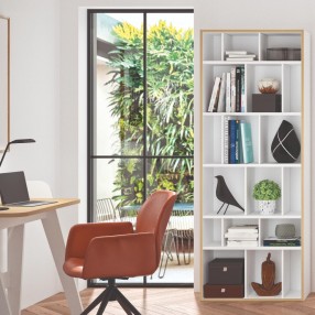 TemaHome Group Shelving Unit 72 in Pure White with Plywood Edge - Lifestyle