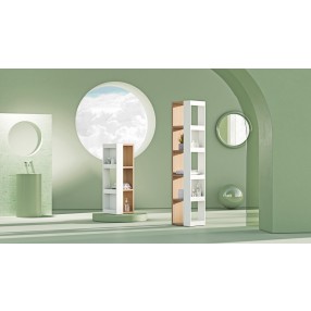 TemaHome Ella Bookcase 40 High in Melamine Light Oak & Pure White - Lifestyle 2