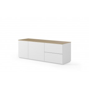 TemaHome Join 160L2 Wood Top With Sub-Base in Oak & Pure White - Angled