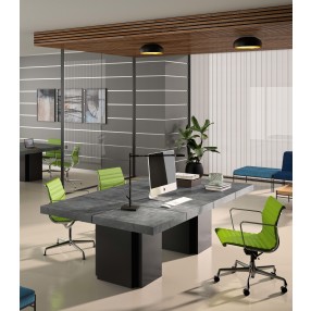 TemaHome Dusk Conference Table in Concrete Look & Pure Black - Lifestyle