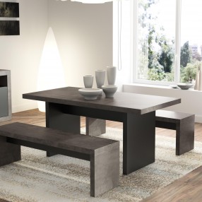 TemaHome Detroit Dining Table in Concrete & Pure Black - Lifestyle