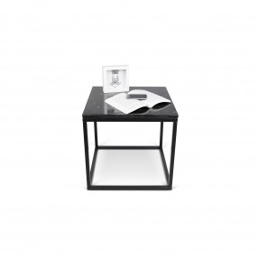 TemaHome Prairie 20x20 Marble End Table in Black Marble & Black - Front with Contents