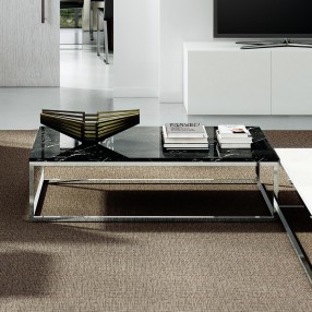 TemaHome Prairie 47x30 Marble Coffee Table in Black Marble & Chrome - Lifestyle