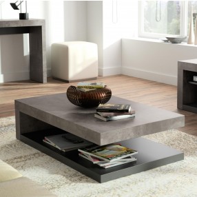 TemaHome Detroit Coffee Table in Concrete & Pure Black - Lifestyle