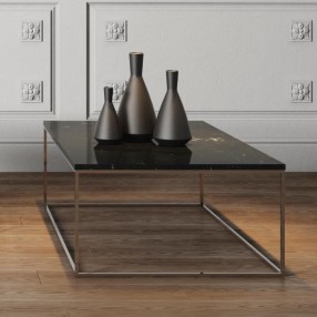 TemaHome Gleam 47x30 Marble Top Coffee Table in Black Marble & Chrome - Lifestyle