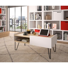 TemaHome Nina Coffee Table in Light Oak & Pure White - Lfiestyle 3