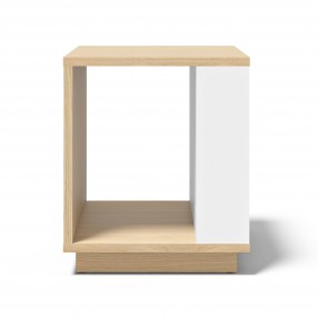 TemaHome Ella Side Table 40 in Melamine Light Oak & Pure White - Front