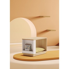 TemaHome Ella Side Table 70 in Melamine Light Oak & Pure White - Lifestyle