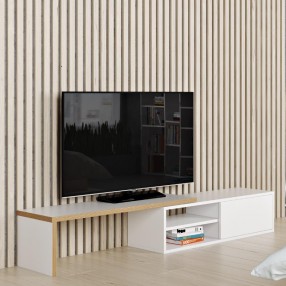 TemaHome Move Tv Table in Pure White with Plywood Edge - Lifestyle