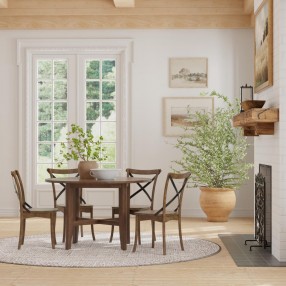 Alpine Furniture Arendal Round Table In Burnished Dark Oak - Lifestyle