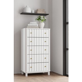 Alpine Furniture Stapleton Stapleton 5 Drawer Chest, White - Lifestyle
