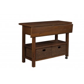 Alpine Furniture Caldwell Kitchen Cart in Antique Cappuccino - Angled