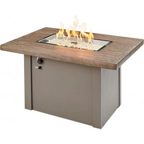 Outdoor Greatroom Company Havenwood Driftwood Top w/Grey Base 12"x24" Burner - Lit