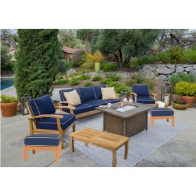 Tortuga Outdoor 6Pc Teak 6Pc Loveseat & Fire Table Set