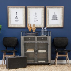 Mercana Haden I Black Faux-Leather Wrap Brown Solid Wood and Iron Base Dining Chair