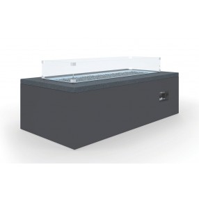 Sunset West Black Granite Rectangular Fire Table - Front Side Angle