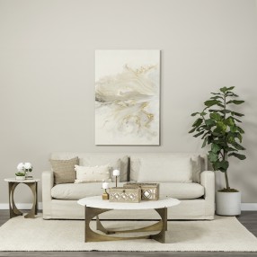 Mercana Reinhold II 21L x 21W x 21H Round Live-Edge Marble Top and Gold Metal Base Side/End Table