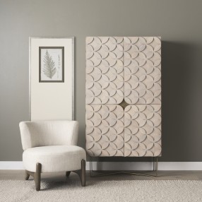 Mercana Excelsior II 68.1" H Light Brown Wood Gold Iron Base Storage Cabinet