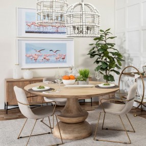 Mercana Crossman 60" Round Blonde Solid Wood & Base Dining Table