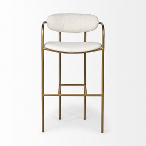 Mercana Parker 30" Seat Height Cream Fabric Seat Gold Metal Bar Stool Front