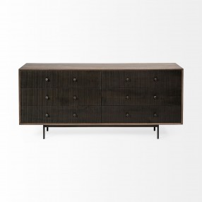 Mercana Grace 70Wx18.5Lx31.25H Two-Tone Brown Solid Wood 6 Drawer Sideboard Fornt