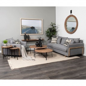 Mercana Helios (Set of 2) Brown Solid Wood Top Black Metal Base Nesting Coffee Tables