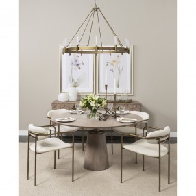 Mercana Maxwell 54" Brown Solid Wood Top Brown Metal/Wood Base Dining Table 4