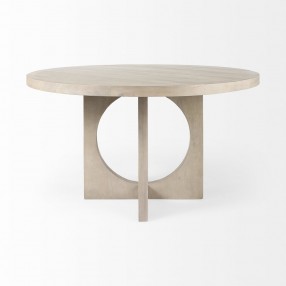 Mercana Liesl 54.L x 54.0W x 30.0H Barely Gray Finished Wood With Circular Top Dining Table 1