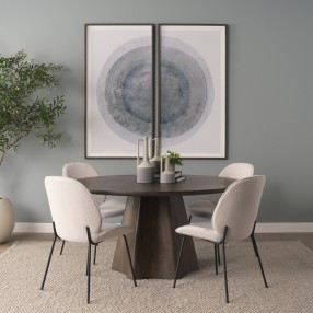 Mercana Inala White Fabric Seat Black Metal Frame Dining Chair Set
