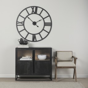 Mercana Sloan Black Wood With Black Metal Frame Accent Cabinet